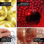 6 Pack 2" Silver Foam Disco Mirror Ball With Hanging Strings, Holiday Christmas Ornaments