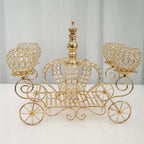 Candle Holder 4-Arm Gold Metal Crystal Cinderella Carriage Wedding Centerpiece - Decorative Display 18"