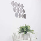 12 Pack Hexagon Acrylic Mirror Wall Stickers, 7" Removable Wall Decals For Home Decor