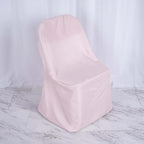 Polyester Slip On Folding Chair Covers Blush - Stain-Resistant Reusable Durable Fabric