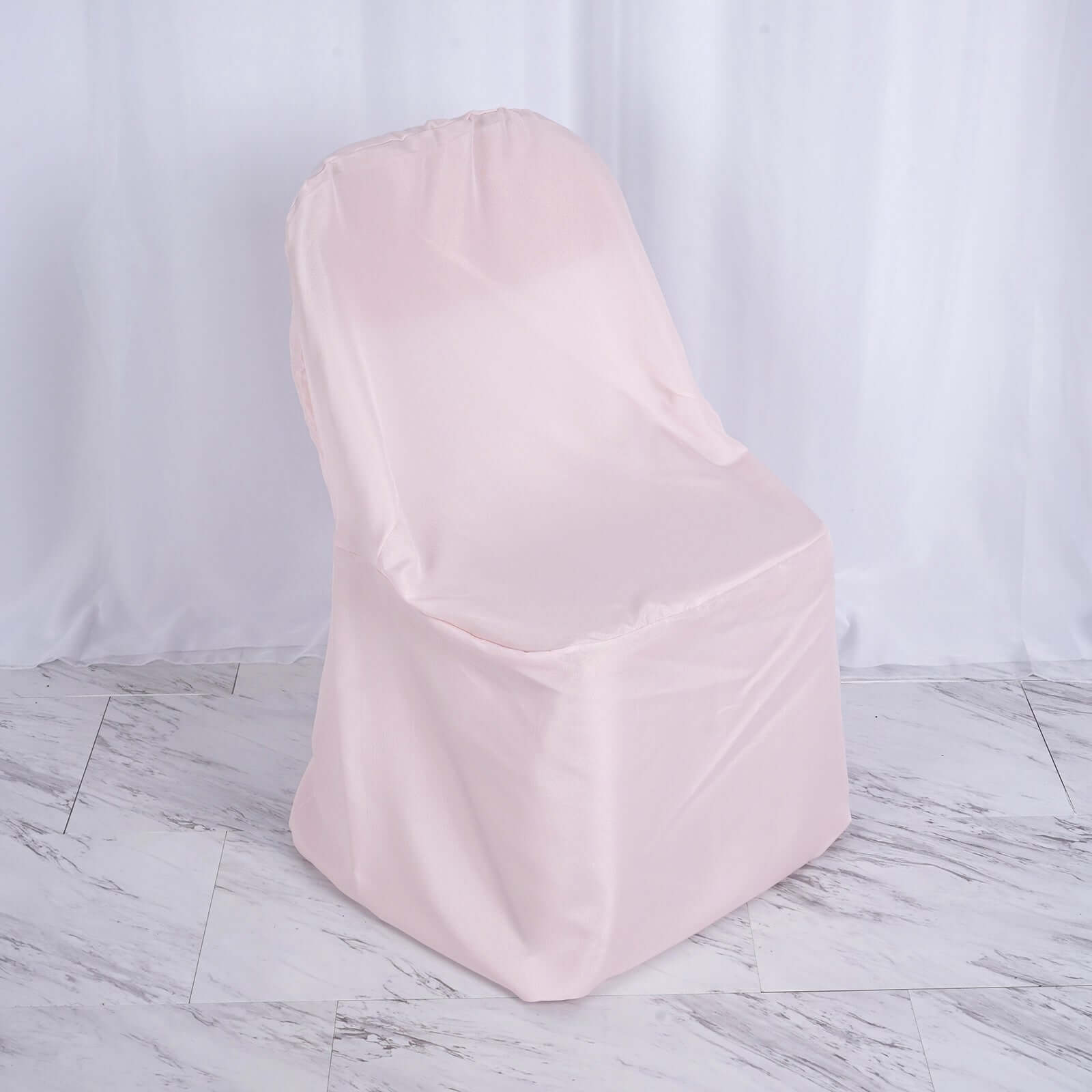 Polyester Slip On Folding Chair Covers Blush - Stain-Resistant Reusable Durable Fabric