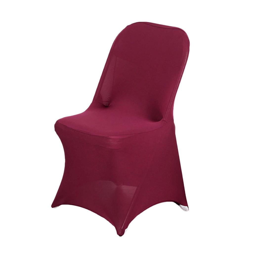 Stretch Spandex Chair Cover Burgundy for Folding Chairs - Reusable & Wrinkle-Resistant 160GSM Fitted Slipcover