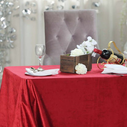 Premium Velvet 90"x132" Rectangle Tablecloth Burgundy - Reusable Soft & Seamless Table Cover