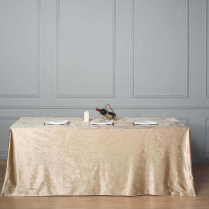 Premium Velvet 90"x156" Rectangle Tablecloth Champagne - Reusable Soft & Seamless Table Cover