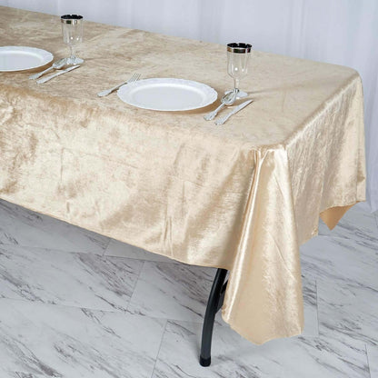 Premium Velvet 60"x102" Rectangle Tablecloth Champagne - Reusable & Soft Table Cover