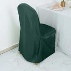 Polyester Slip On Banquet Chair Covers Hunter Emerald Green - Stain-Resistant Reusable Durable Fabric