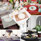 6-Pack Placemats Glitter Design Gold Sparkle Rectangle - Non-Slip Decorative Dining Table Mats 12"x18"