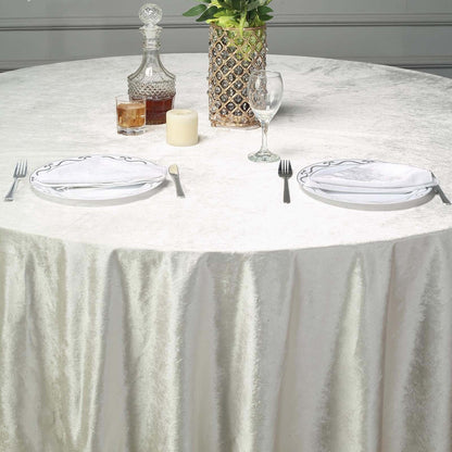 Premium Velvet 120" Round Tablecloth Ivory - Reusable Soft & Seamless Table Cover