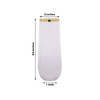 6 Pack Plastic Champagne Glasses in Clear with Gold Rim, Reusable Lightweight Champagne Flutes 9oz