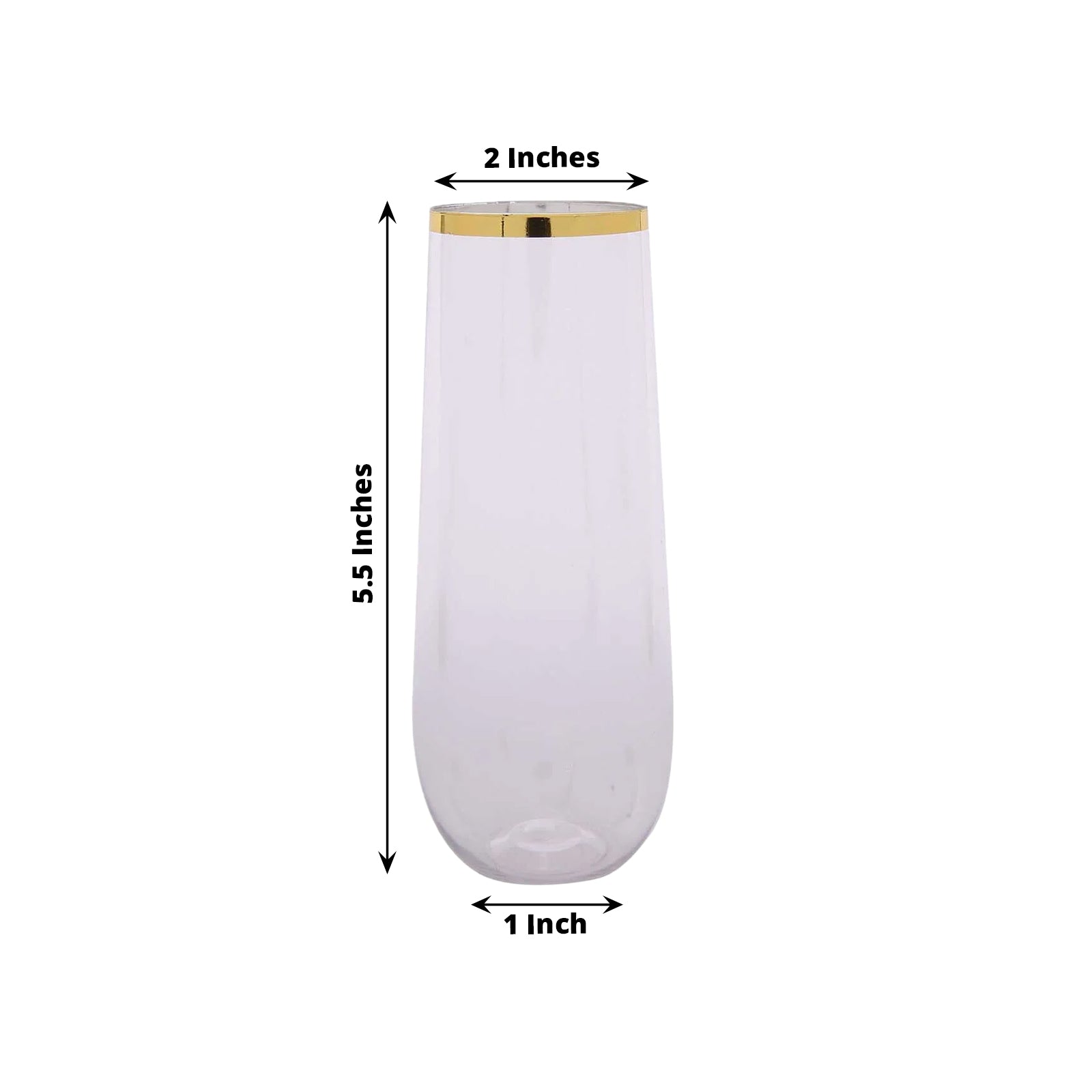 6 Pack Plastic Champagne Glasses in Clear with Gold Rim, Reusable Lightweight Champagne Flutes 9oz