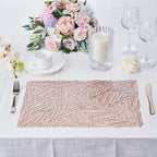 6-Pack Table Mats Wheat Design Rose Gold - Vinyl Rectangle Non-Slip Surface for Stylish Settings 12"x18"