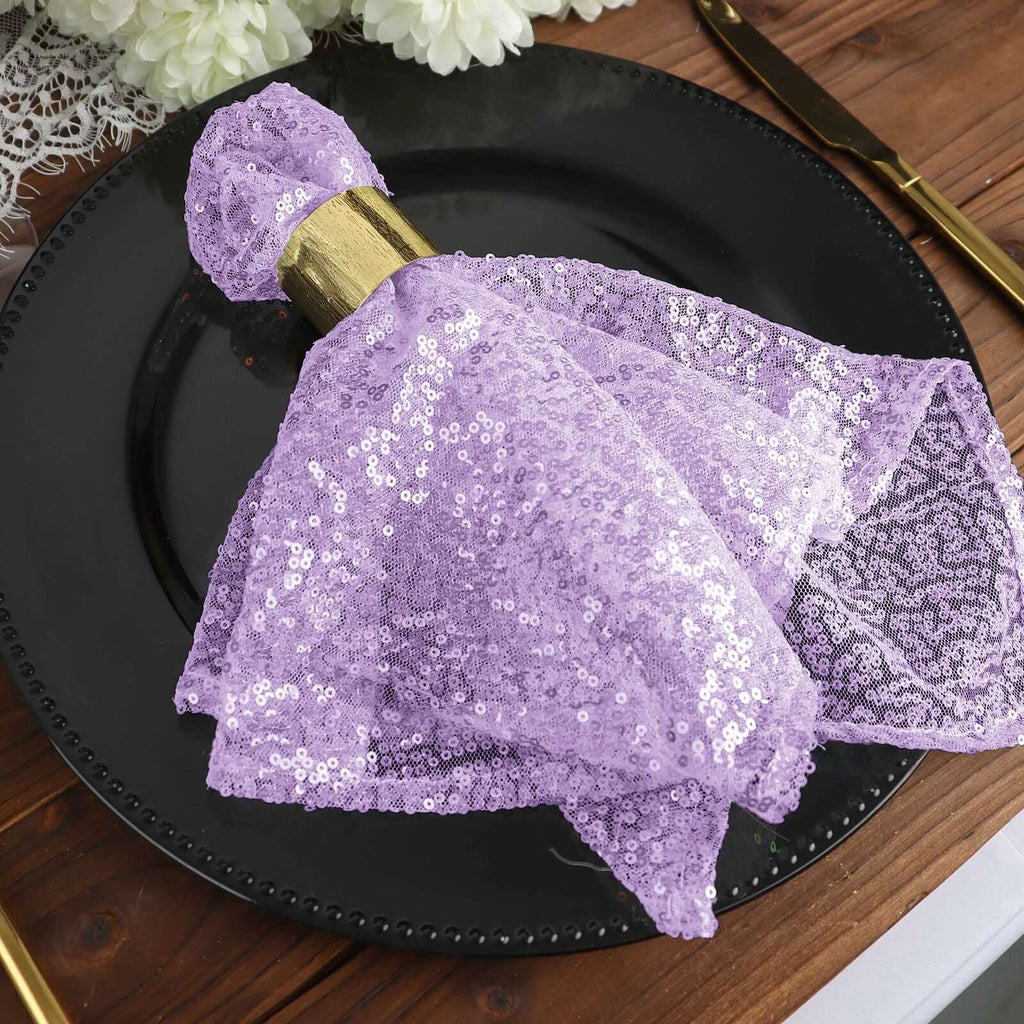 Sequin 20"x20" Napkin Lavender Lilac - Shimmering Dinner Napkin