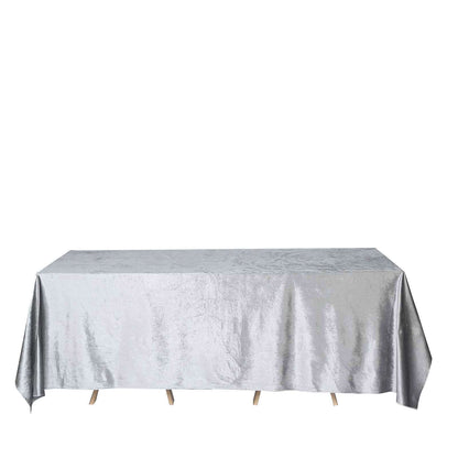 Premium Velvet 90"x132" Rectangle Tablecloth Silver - Reusable Soft & Seamless Table Cover