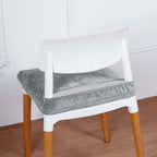 Velvet Chair Cushion Protector Stretch with Tie for Dining Chairs Dusty Blue - Durable Cover for Formal Gatherings