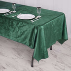 Premium Velvet 60"x102" Rectangle Tablecloth Hunter Emerald Green - Reusable & Soft Table Cover