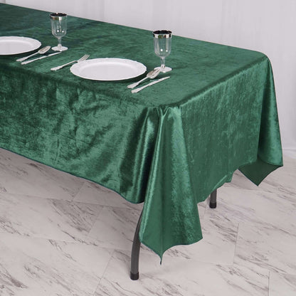 Premium Velvet 60"x102" Rectangle Tablecloth Hunter Emerald Green - Reusable & Soft Table Cover
