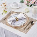 6-Pack Table Mats Wheat Design Gold - Vinyl Rectangle Non-Slip Surface for Stylish Settings 12"x18"