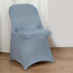 Stretch Spandex Chair Cover Dusty Blue for Folding Chairs - Reusable & Wrinkle-Resistant 160GSM Fitted Slipcover