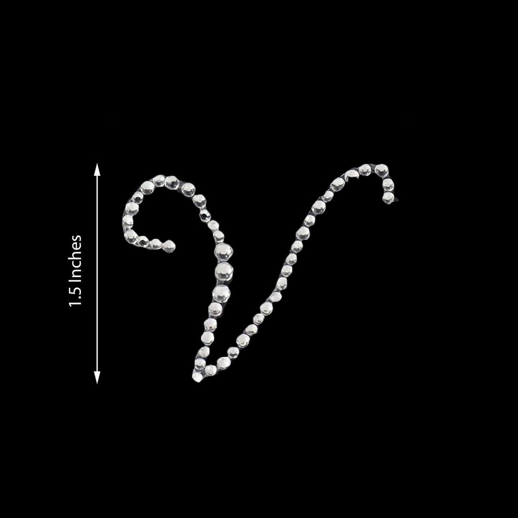 12 Pack 1.5" Clear Rhinestone Monogram Letter Jewel Sticker Self Adhesive DIY Diamond Decor - V