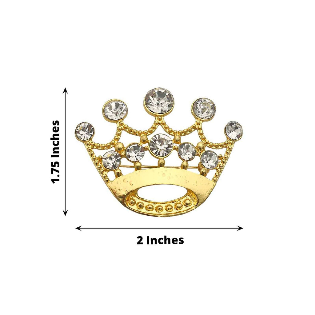 Rhinestone Metal Crown Sash Band Buckle Gold - Glittering Tiara Accent for Weddings & Special Occasions 2" - Bell Racket Store