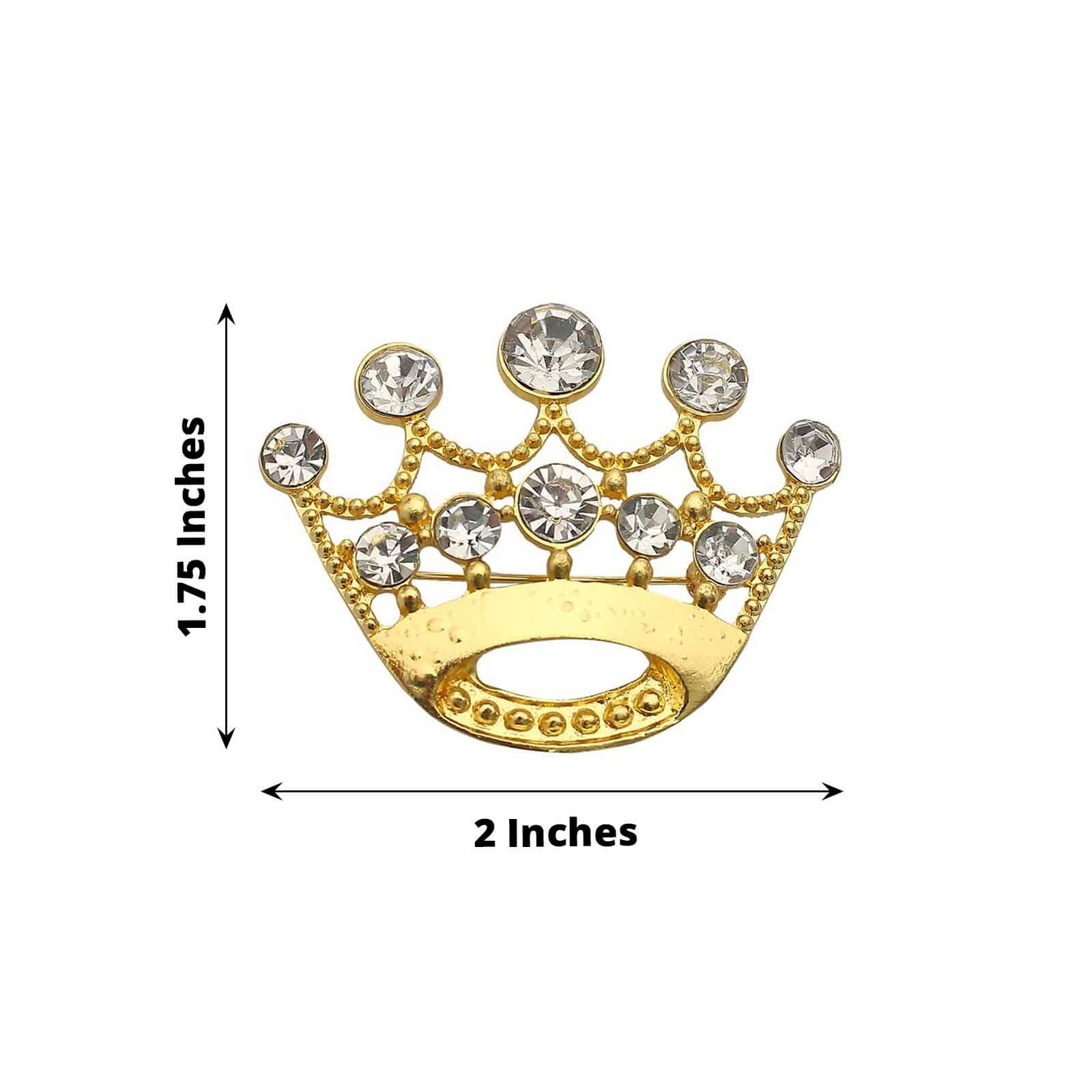 Rhinestone Metal Crown Sash Band Buckle Gold - Glittering Tiara Accent for Weddings & Special Occasions 2" - Bell Racket Store