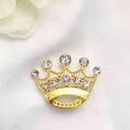 Rhinestone Metal Crown Sash Band Buckle Gold - Glittering Tiara Accent for Weddings & Special Occasions 2" - Bell Racket Store