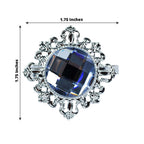 6 Pack 2" Silver Metal Clear Crystal Rhinestone Napkin Rings, Diamond Bling Napkin Holders
