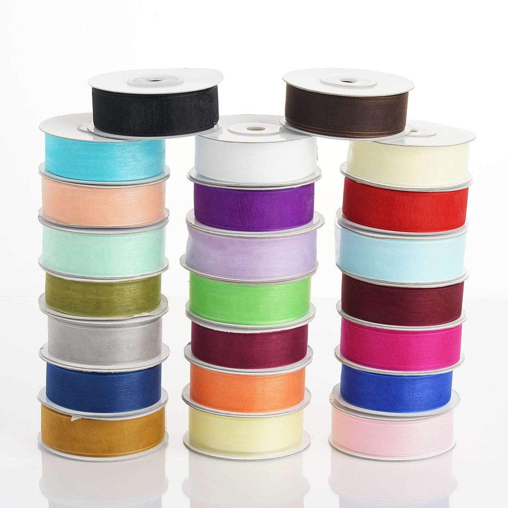 25 Yard 7/8" DIY Ivory Organza Ribbon With Mono Edge - Clearance SALE