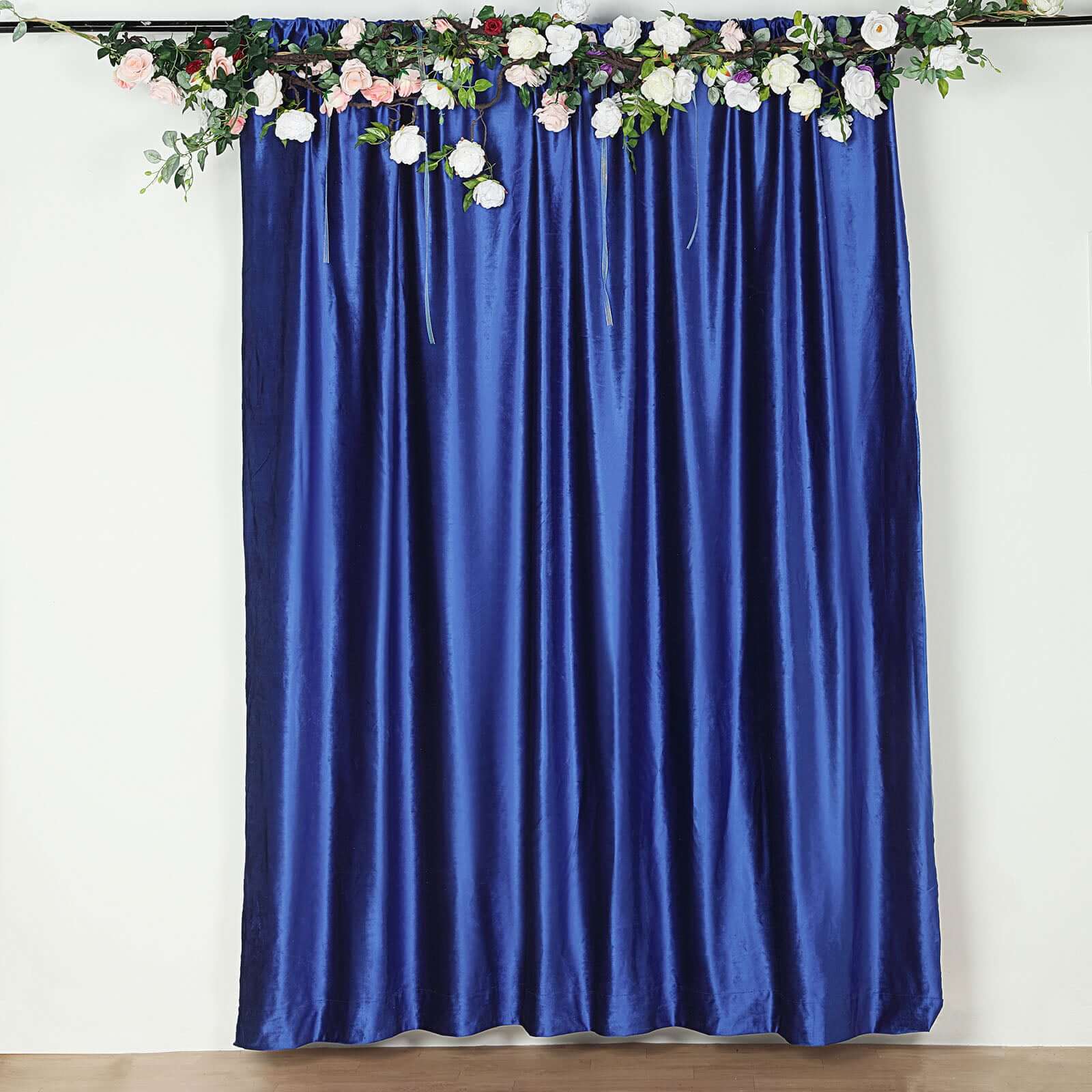 Royal Blue Crushed Velvet Backdrop Curtain â€“ 8ft x 8ft Event Drape with Rod Pocket, Privacy Panel for Photo Booths & Events