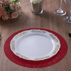 6-Pack Placemats Glitter Design Burgundy Sparkle Round - Non-Slip Decorative Dining Table Mats 13"