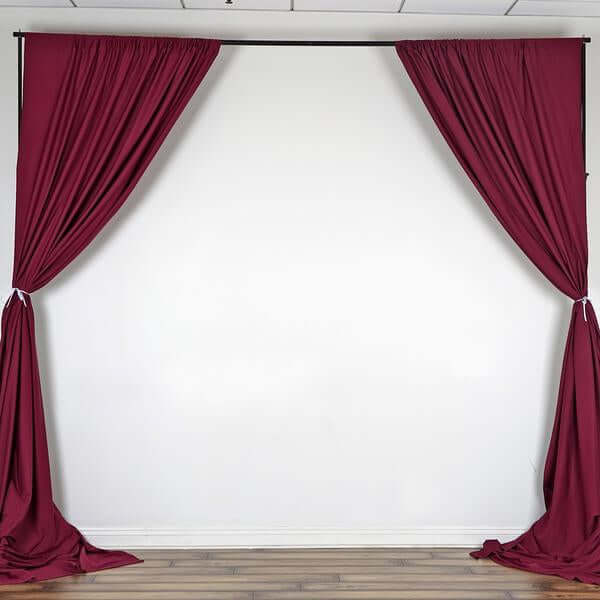 2 Pack Burgundy Scuba Polyester Event Curtain Drapes, Durable Flame Resistant Backdrop Event Panels Wrinkle Free with Rod Pockets - 10ftx10ft
