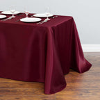 Satin Rectangular 90"x132" Tablecloth Burgundy - Seamless Table Cover