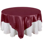 Satin 90"x90" Table Overlay Square Tablecloth Burgundy - Smooth Finish Table Topper