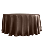 Satin 120" Round Tablecloth Chocolate - Stylish Seamless Table Cover