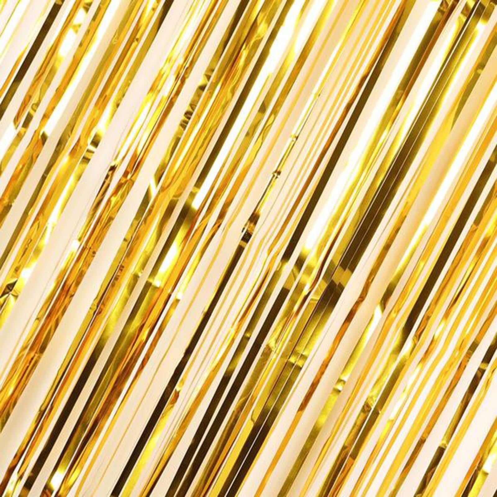8ft Gold Metallic Tinsel Foil Fringe Doorway Curtain Party Backdrop