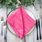 5 Pack Taffeta 20"x20" Napkins Fuchsia Accordion - Accordion Crinkle Dinner Napkins
