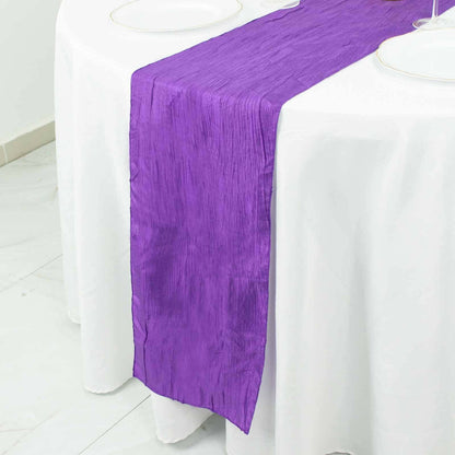 Taffeta 12"x108" Table Runner Purple - Accordion Crinkle Design