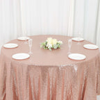 Sequin 120" Round Tablecloth Rose Gold - Seamless Glittering Table Cover