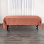 Satin Rectangular 60"x102" Tablecloth Terracotta (Rust) - Smooth and Lustrous Table Cover