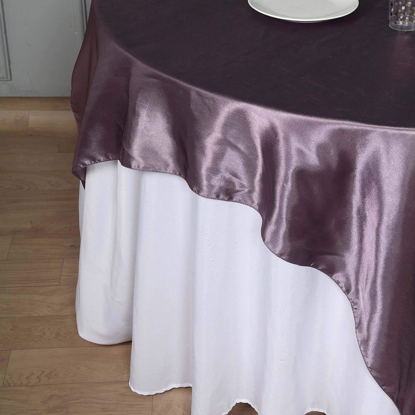 Satin 72"x72" Table Overlay Square Tablecloth Violet Amethyst - Smooth Finish Table Cover