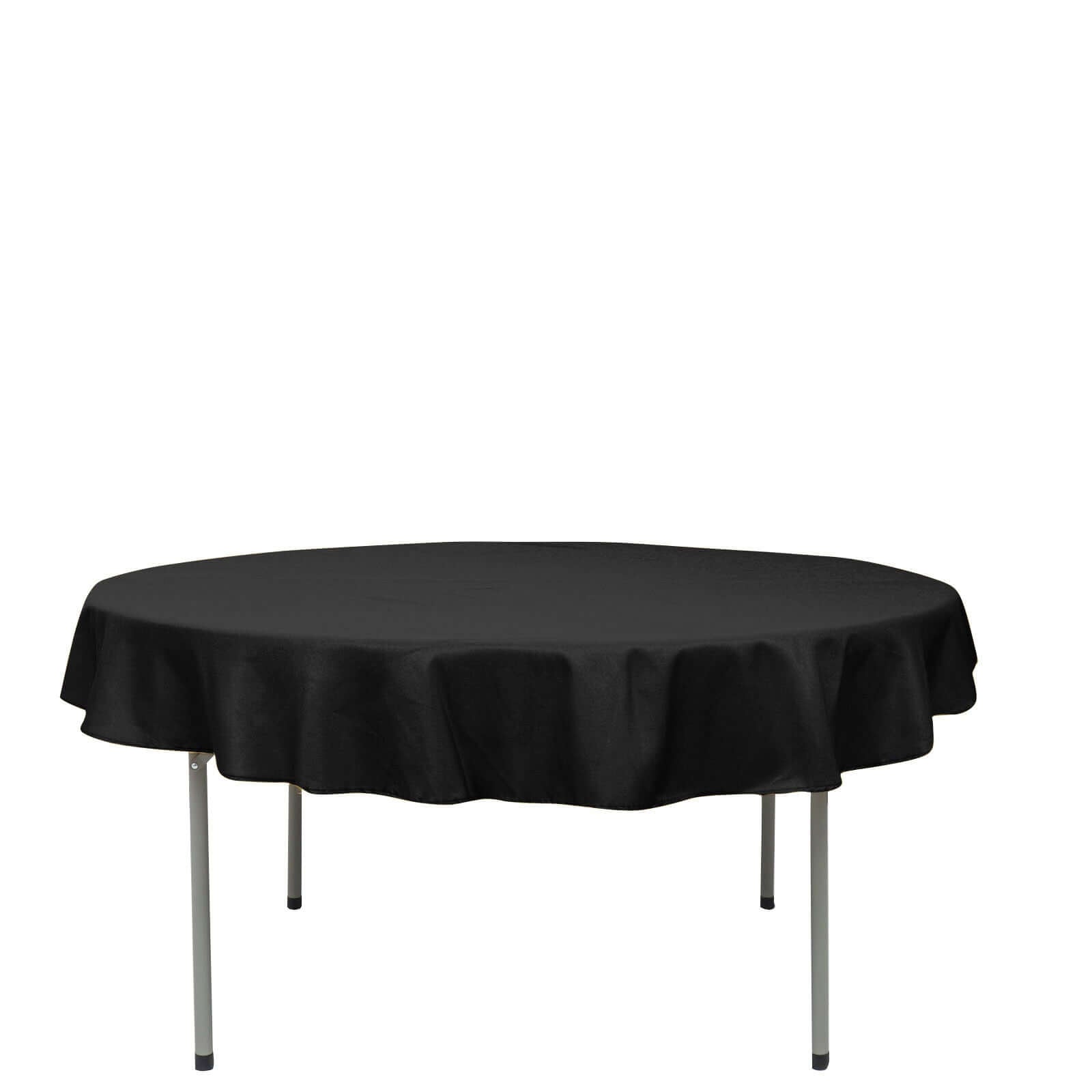 Premium Polyester 70" Round Tablecloth Black - Stain and Wrinkle-Resistant 220GSM Table Cover