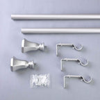 42"-126" Adjustable Curtain Rod Set, Silver, Teardrop Finials