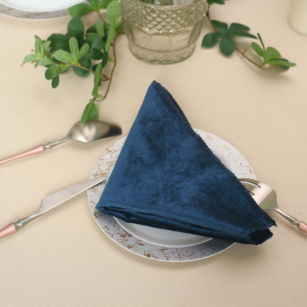 5 Pack Premium Velvet 20"x20" Napkins Navy Blue - Soft Sheen Finish Cloth Napkins