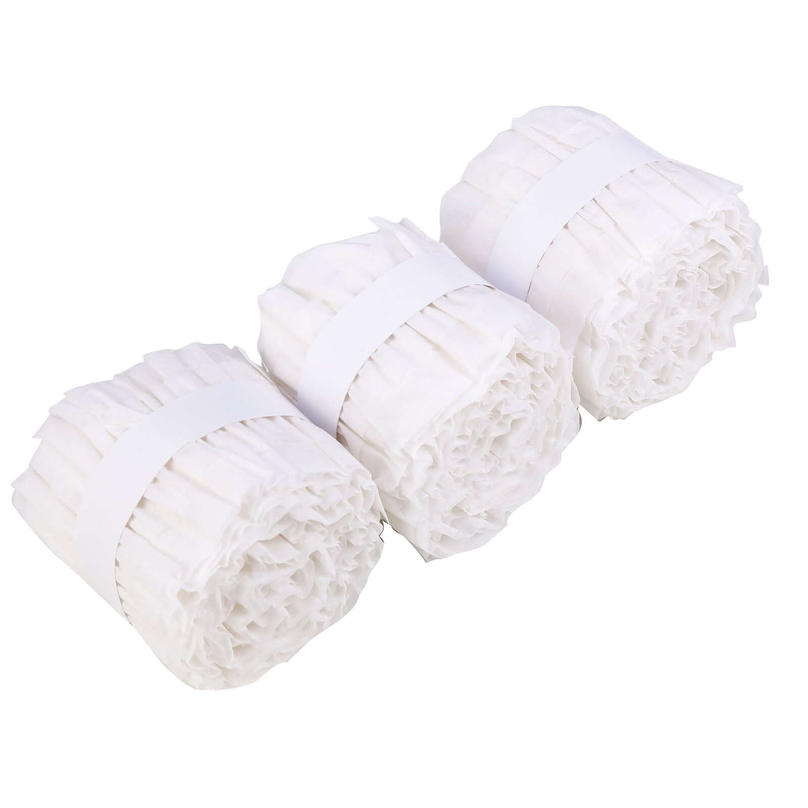 3 Pack 28ft White Ruffled Paper Streamer Rolls, Crepe Tissue Party Decorations