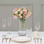 2 Pack 12" Blush Artificial Open Rose Flower Arrangements, Small Faux Floral Bouquets