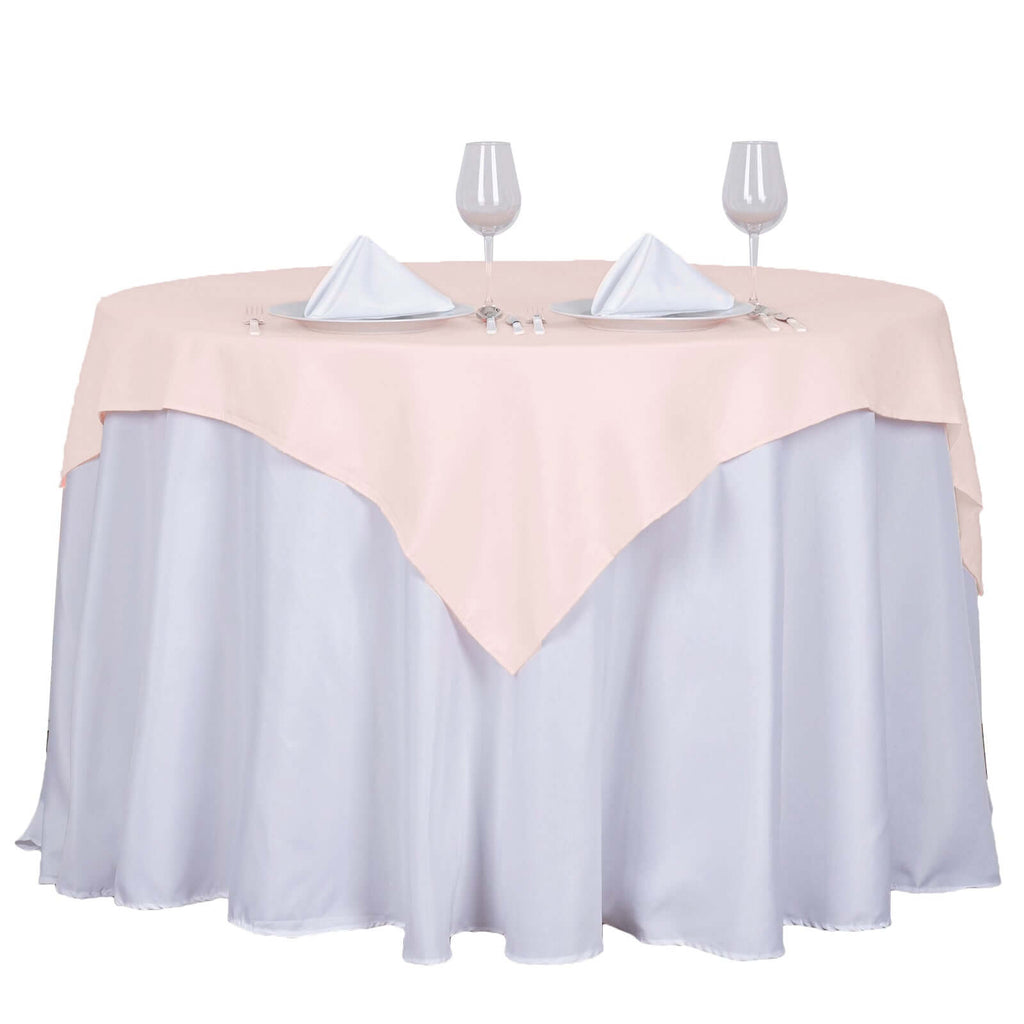 Polyester 54"x54" Table Overlay Square Tablecloth Blush - Wrinkle-Resistant & Durable Table Cover
