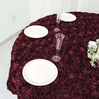 Satin 72"x72" Table Overlay Square Tablecloth Burgundy - 3D Rosette Table Cover