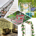 6ft 20 Burgundy Artificial Silk Roses Flower Garland, Hanging Vine