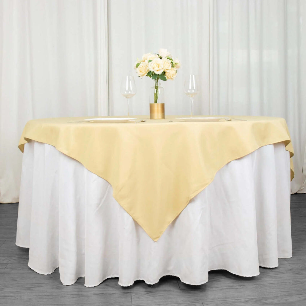 Premium Polyester 70"x70" Table Overlay Square Tablecloth Champagne 220GSM Wrinkle-Resistant Table Cover