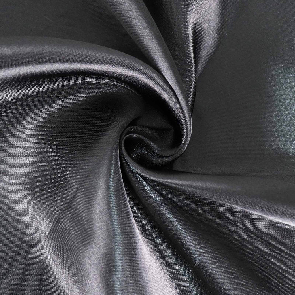 Satin 132" Round Tablecloth Black - Stylish Seamless Table Cover for Weddings & Events